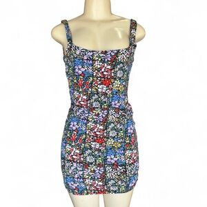 Urban Outfitters Multicolor Floral Square-Neck Mini Dress